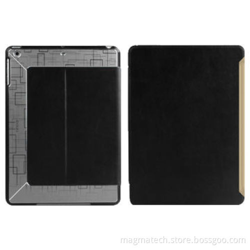 Flame Series Folio Case for iPad Air, Leather + Metal + PC, Unique T-stand, Black